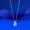 Zhuo Zhi Fan Joyería Estilo Europeo y Americano Plata S925 Diamante Azul Océano Gota de Agua 7*10 Colgante Forma de Pera Versátil Estilo Oficina Cuentas Deslizantes