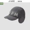 Boné de Baseball de Lã Tricotado de Inverno Masculino com Letras, Forrado com Fleece para Aquecimento, Boné de Baseball de Lã à Prova de Frio para Ciclismo ao Ar Livre