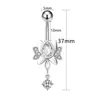 Venta Caliente Transfronteriza Colgante de Flor de Loto con Incrustaciones de Cobre y Zirconia Anillo para Ombligo Clavo para Ombligo Perforado de Acero Inoxidable al por Mayor en Stock Europeo y Americano
