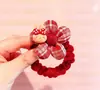 Laço de Cabelo Scrunchie de Tecido Vermelho de Ano Novo para Meninas, Corda Elástica Festiva para Rabo de Cavalo Coque, Elástico de Cabelo para Menina