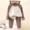 Conjunto Térmico Infantil para Casa Outono e Inverno Meninos e Meninas Tops e Calças Térmicas Sem Costura Pijama Roupa Íntima de Manga Longa