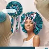 Nuevo Superventas Transfronterizo de Amazon: Gorro de ducha grande con visera ancha y cola larga para atar, con estampado de cinta, popular superventas transfronterizo
