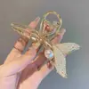 Pinza para el Cabello de Metal para Mujer, Pinza Tiburón de Lujo de Alta Gama, Pasador para Peinados Recogidos, Accesorio para el Cabello con Perlas para la Parte Trasera de la Cabeza
