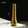 Vaso Pequeno de Cerâmica Dourada Estilo Nórdico Ins Luxo Leve para Flores Secas, Decoração de Mesa, Adereço de Fotografia