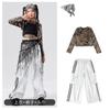 Traje de dança de jazz para meninas, moderno, moderno, moderno, dia de ano novo, roupas infantis, roupa da moda, estampa de leopardo, roupa para apresentação de dança infantil