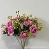 14 Rosas de Té Artificiales, Flores de Rosa Estilo Europeo, Ramos al por Mayor Transfronterizos, Flores Falsas para Decoración de Bodas y Hogar