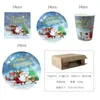 Decoración Navideña Transfronteriza de Temporada Diseño para Fiesta Plato de Papel Vaso de Papel Servilleta de Papel Mantel Plato Desechable para Cena Paquete de Vajilla