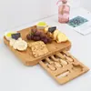 Conjunto de Tábua de Queijo de Madeira de Acácia Faca de Cerâmica Garfo Tábua de Corte para Comida Ocidental Nórdica Tábua de Corte para Frutas Queijo Pão Pizza