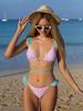 Bolso Suave Nuevo Estampado con Volantes Tirantes Finos Ajustables Decoración de Etiqueta Metálica de Cereza Ropa Sexy de Playa para Mujer