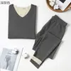 Traje de ropa interior térmica sin costuras para hombre AB doble cara cepillado otoño e invierno elástico base calzoncillos largos de terciopelo cobertura cálida