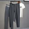 Pantalones Casuales de Tobillo Rectos Pequeños de Verano para Hombre LUUD con Colgante, No Planchar, Sensación Tingling, Corte Delgado, Estilo Británico Juvenil, Estilo Coreano