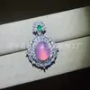 Pingente de Calcedônia Rosa Natural Banhado a Prata, Fecho de Segurança de Ágata Rosa, Pingente de Jade Cabacinha, Suprimento Vivo