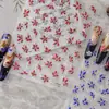Adesivos de Unha de Diamante de Cristal tomomi Novos Adesivos de Unha Vintage Xiaohongshu Decorações de Unha Metálicas Flores Azul Francês