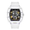 Nuevo reloj dorado Seton famoso de moda con barril de vino de silicona transparente hueco, reloj mecánico automático para hombres, venta al por mayor