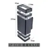 Lámpara de pared exterior impermeable de doble cabezal para exteriores, lámpara de inducción luminosa hacia arriba y hacia abajo para pared exterior de patio, lámpara rectangular de tubo de aluminio