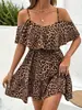 2026 Ropa de Mujer Transfronteriza Europea y Americana Verano Nuevo Vestido Sexy con Estampado de Leopardo Espalda Descubierta con Cordones para Mujer