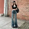 Jeans de Micro-campana Nuevos Otoño 2025, Pantalones de Pierna Ancha a la Cintura Alta Adelgazantes de Moda, Pantalones de Campana Sueltos Vintage, Azul