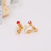 Clip para oreja sin oreja de 4/6 mm con incrustaciones de circonio que preserva el color, chapado en oro de 18 quilates, clip para oreja con tornillo ajustable en forma de U, accesorios para aretes DIY