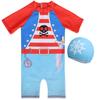 Traje de baño nuevo para niños y niñas 2025, una pieza, dibujos animados, para bebé y niño pequeño, secado rápido, traje de surf, protector solar, gorro de natación, conjunto
