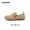 Mules Baixas Aogushi Deng Femininas 2026 Nova Coleção Outono Retro Solado Macio Para Gestantes Slip-on Preguiçoso Sapatos Únicos