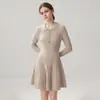 Vestido de Cachemira Grueso con Solapa de Siete Puntos para Mujer, Agradable a la Piel, para Usar Solo o con Otras Prendas, Vestido de Lana con Diseño de Trenzado 3D