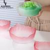 Prato de Frutas Criativo Japonês Tigela de Salada Transparente Borda Dourada Lótus Azul Névoa Simples Casa Hotel Tigela de Prato Frio Conjunto Lavador de Chá