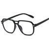 Gafas de Marco de Doble Puente con Clavos de Arroz a la Moda Estilo Coreano Ins Mismo Estilo Estrella Marco Adelgazante para Cara Redonda Cara Lisa Hombres y Mujeres Espejo Plano