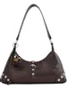 Bolsa Tote Feminina Popular Estilo Coreano para o Dia a Dia com Rebites Nova Textura Leve Luxo 2026 Vintage Chique de Ombro