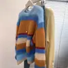 Suéter de Tricô Pulôver Listrado Colorido com Gola Redonda e Mangas Longas para Mulheres 2025 Novo Estilo Preguiçoso de Alta Qualidade Macio