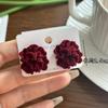 Pendientes vintage de flores color vino tinto para otoño e invierno, con rosas negras y flocados, elegantes y dulces, de estilo francés.