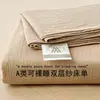 Sábana de Cama de Gasa de Doble Capa Grado Materno e Infantil Pieza Única Ropa de Cama Sábana de Algodón Lavado Funda de Almohada para Dormitorio de Estudiantes Juego de Tres Piezas