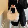 Bolsa de Moda Verão 2025 Nova Estilo Coreano Trançada Elegante Bolsa de Ombro Bolsa de Mão Grande Capacidade Saco de Compras tipo Balde
