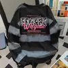 Camiseta de Manga Longa Tie-Dye Redonda Versátil Design Americano Estilo Coreano para Mulheres Outono Algodão Puro Versátil Estudante Top de Contraste