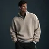 Chaqueta Americana de Nuevo Estilo Transfronteriza de Peso Pesado Color Sólido Cuello Alto Manga Larga para Hombre Moda Simple Sudadera Deportiva Casual para Hombre