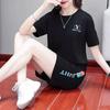 Traje 2025 Traje deportivo de manga corta para mujer Verano Nuevo Moda Casual Delgado Talla grande Conjunto de dos piezas para mujer para Comercio Exterior