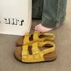 Sandalias de playa con suela de plataforma para uso exterior en verano, nuevas sandalias para mujer 2026 con suelas gruesas, doble hebilla, versátiles, casuales, puntera abierta