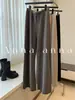 Pantalones de Punto de Lana Suave Color Avena de Pierna Ancha para Mujer, Pantalones Casuales Rectos Holgados de Cintura Alta con Caída, Engrosados, para Otoño e Invierno