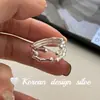Design de Nicho Coreano Joia de Prata Personalizada Prata de Lei S925 Anel Aberto Multicamadas Irregular Ajustável com um Toque de Luxo
