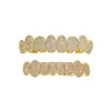 Brackets de Dientes de Oro Hip-Hop Transfronterizos Europeos y Americanos, Cobre Brillante Europeo y Americano Incrustado con Circonita, Dientes de Oro de Ocho Piezas Chapados en Oro, Joyería Dental Popular Transfronteriza
