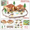 Simulación transfronteriza Granja Divertida modelo de animal de granja casa de juegos juguete Valla Coche de granja conjunto de escena adornos