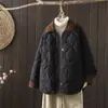 Jaqueta acolchoada de algodão com gola virada estilo Chanel color block acolchoado com losangos feminina inverno estilo coreano leve acolchoada quente casaco de algodão peça externa curta