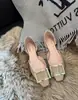 Sapatos de Salto Baixo da Moda para o Trabalho, Sapato Feminino Raso com Fivela Quadrada de Couro Envernizado e Bico Quadrado Vazado, Sapato Feminino Versátil de Salto Baixo