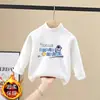 Camada Base Térmica Infantil Estilo Outono/Inverno para Crianças Pequenas e Médias Gola Alta Top Interno Felpudo Manga Longa Versátil Camiseta