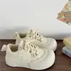 Tênis Chunky Branco Retrô para Mulheres 2026 Primavera e Outono Novos Versáteis Sola Grossa Aumenta Altura Casual Esportivo Fofo Chunky Sneakers