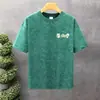 Camisa Retro Americana de Manga Corta para Hombre Verano 2025 Nueva Bordada con Etiqueta Pequeña Sencilla de Gama Alta Versátil Cuello Redondo Manga Media