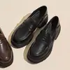 Mocasines de Plataforma de Tacón Alto para Mujer Zapatos Individuales Suela Gruesa Zapatos Pequeños de Piel 2026 Otoño Nuevo Estilo Universitario Zapatos JK Británicos Aumentadores de Altura