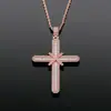 Estilo Hip-Hop Europeo y Americano Colgante de Cruz de Circonita Marca de Moda para Hombre Cadena Trenzada Versátil de Moda Collar para Pareja Full Diamond