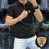 Polo de manga corta de marca de moda para hombre, de negocios, combinable con todo, de seda de hielo, algodón perlado, solapa, media manga, cómodo y transpirable.