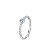 Anel de prata esterlina S925 com zircônia azul, feminino, europeu e americano, leve, luxuoso, com microincrustações, empilhável, personalizado, joia de alta qualidade