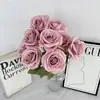 Flores Artificiales para Boda, Rosas de Diamante de Nueve Cabezas, Arreglos Florales para Salón de Bodas, Decoraciones para Pasillo, Exhibición en Casa, Flores de Seda para Exportación